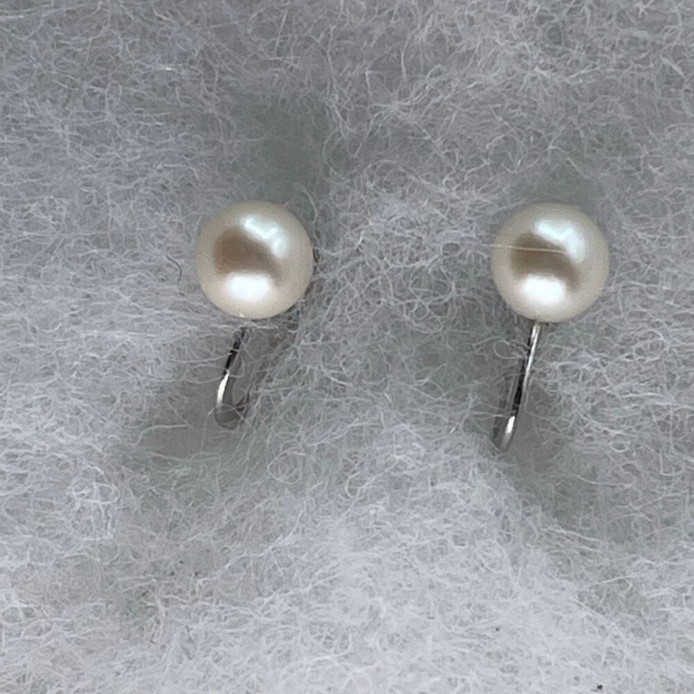 Vintage cultured pearl earrings set in 1/20 12K GF white gold